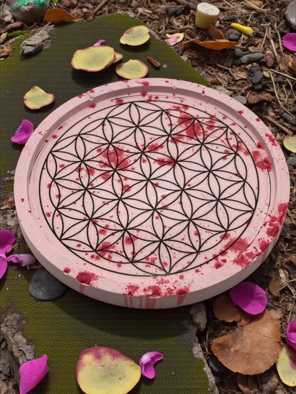 Vide-Poche Zen Fleur de Vie – Décoration Bien-Être, Rechargement Lithothérapie & Spiritualité