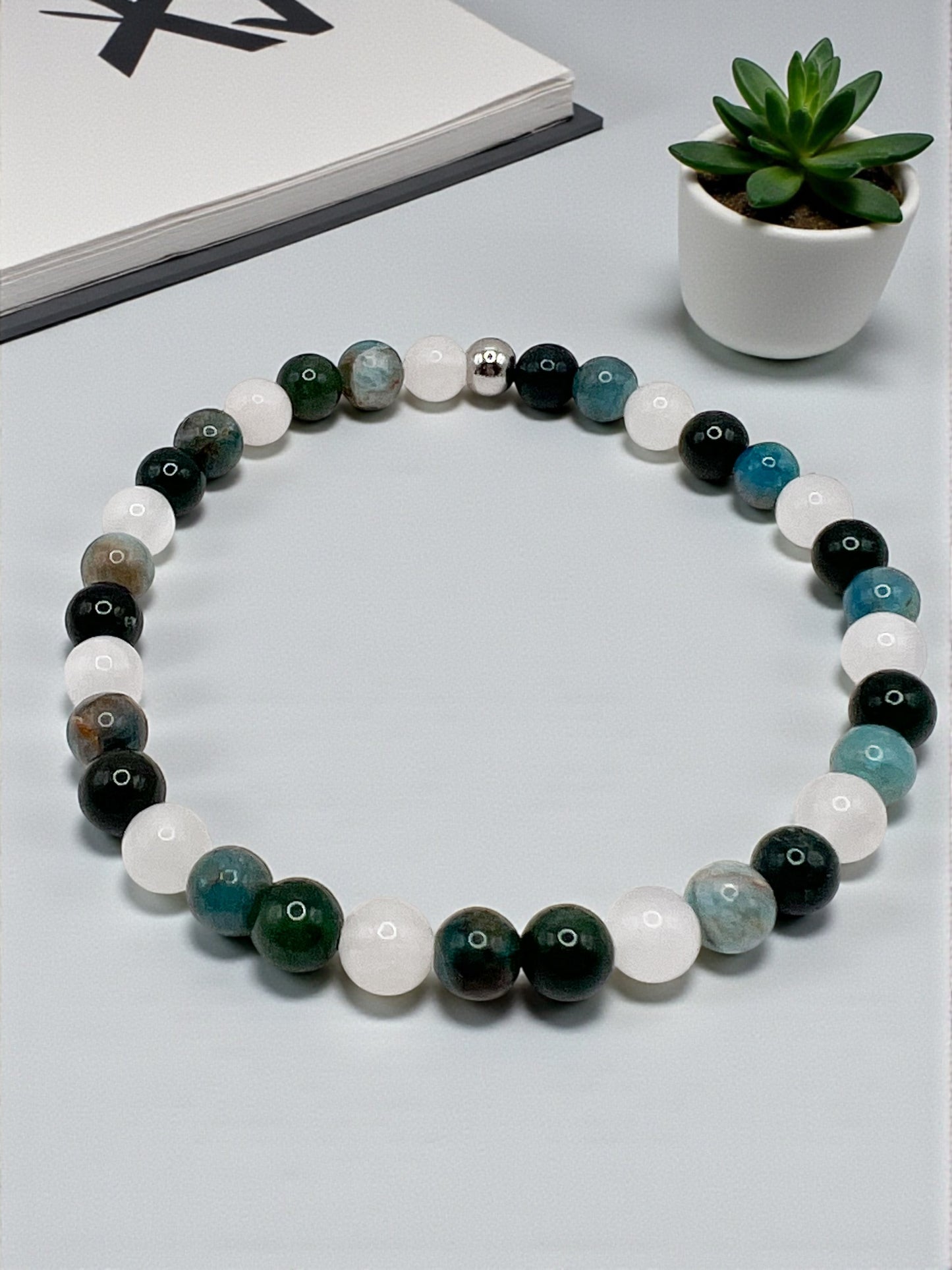 Bracelet Pierre Confiance en Soi – Quartz Rose, Apatite & Agate Mousse | Énergie Positive & Estime de Soi
