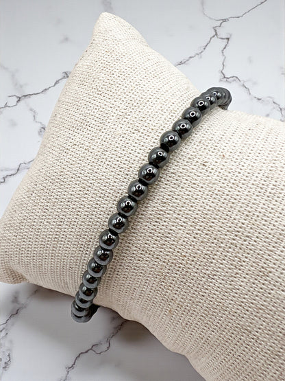 Bracelet Hématite 4 mm – Pierre Naturelle Anti-Stress & Stabilité Émotionnelle