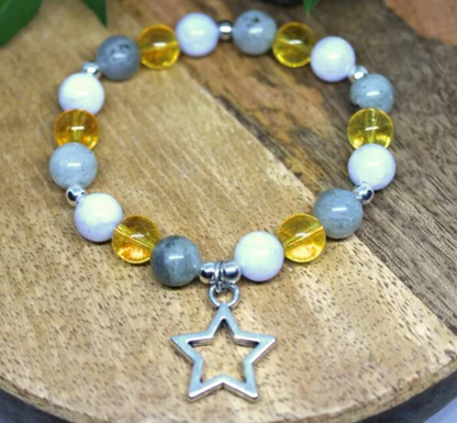 Bracelet Lithothérapie en pierres naturelles Citrine, Aigue marine et Labradorite