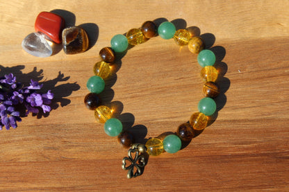 Bracelet en pierres naturelles , Aventurine , Citrine , Œil de tigre " Spécial Abondance "