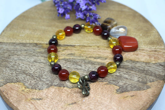 Bracelet pierres naturelles Grenat , Cornaline, Citrine " Spécial Anti Fatigue "