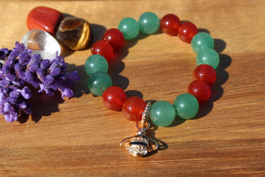 Bracelet en pierres naturelles , Aventurine , Cornaline