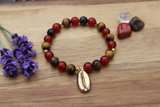 Bracelet pierres naturelles en Cornaline, Œil de Tigre