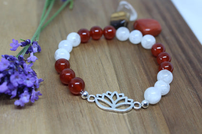Bracelet fécondité Pierre de lune et cornaline