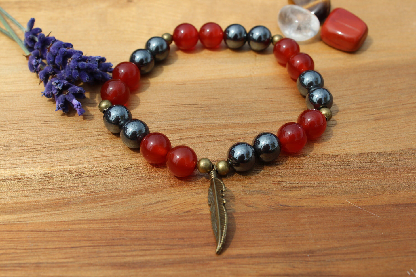 Bracelet pierres naturelles en Cornaline , Hématite