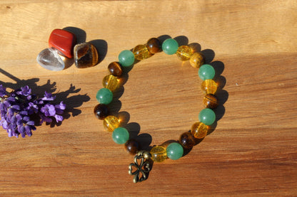 Bracelet en pierres naturelles , Aventurine , Citrine , Œil de tigre " Spécial Abondance "