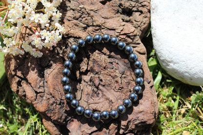 Bracelet élastique de Lithothérapie en pierres naturelles Hématite