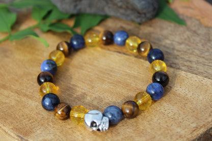 Bracelet pierres naturelles en Citrine , œil de tigre , Sodalite