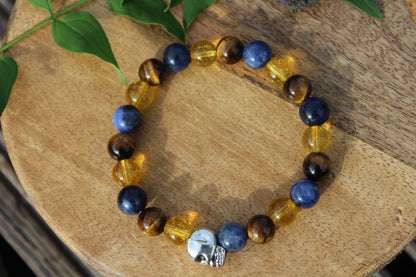 Bracelet pierres naturelles en Citrine , œil de tigre , Sodalite