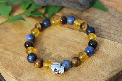 Bracelet pierres naturelles en Citrine , œil de tigre , Sodalite