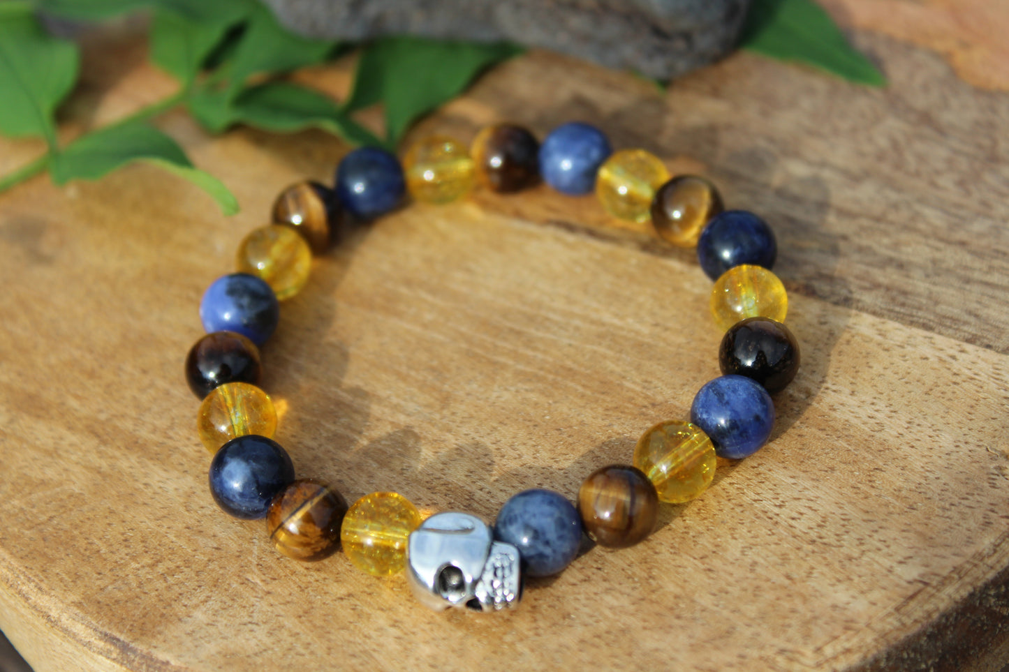 Bracelet pierres naturelles en Citrine , œil de tigre , Sodalite