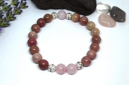 Bracelet en pierres naturelles Rhodochrosite et Quartz rose