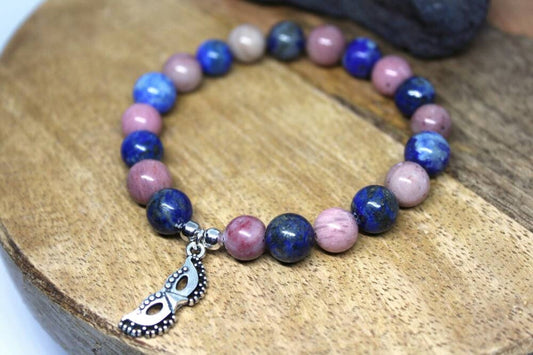 Bracelet pierres naturelles en Rhodochrosite et Lapis Lazuli