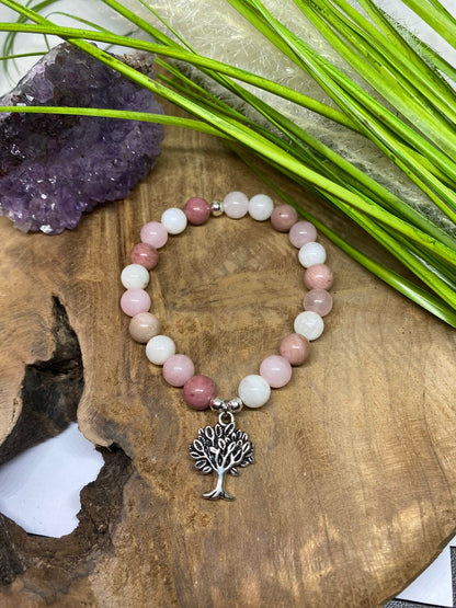 bracelet quartz rose  et pierre de lune