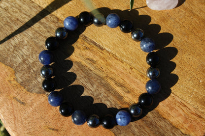 Bracelet en pierres naturelles Hématite , Sodalite , Obsidienne