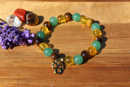 Bracelet en pierres naturelles , Aventurine , Citrine , Œil de tigre " Spécial Abondance "