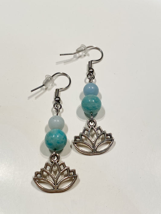 Boucles d'oreilles Amazonite " Lotus"