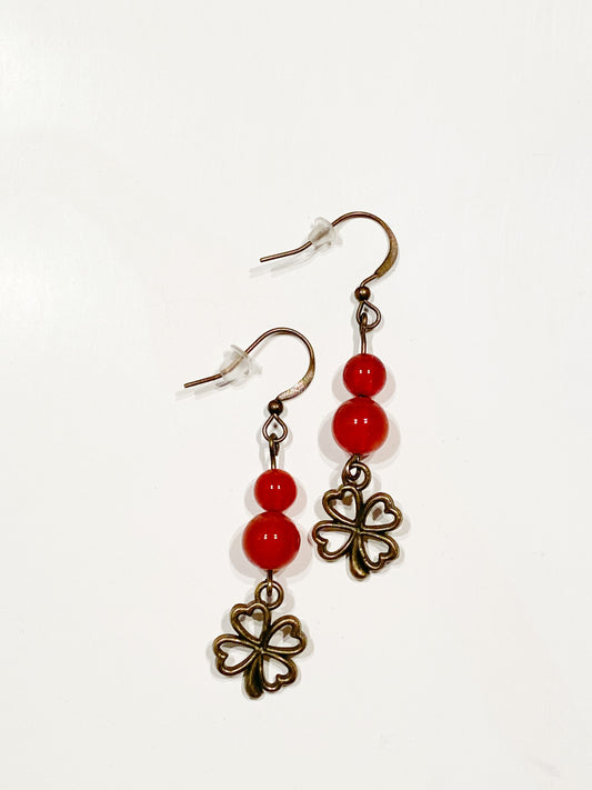 Boucles d'oreilles Cornaline " Lotus "