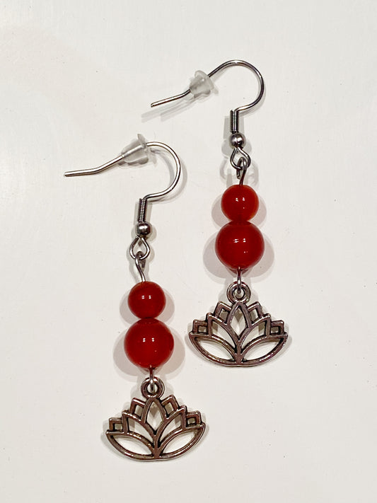 Boucles d'oreilles Cornaline " Lotus"