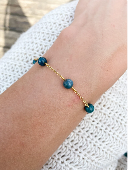 Bracelet en acier inoxydable avec pierres naturelles Apatite